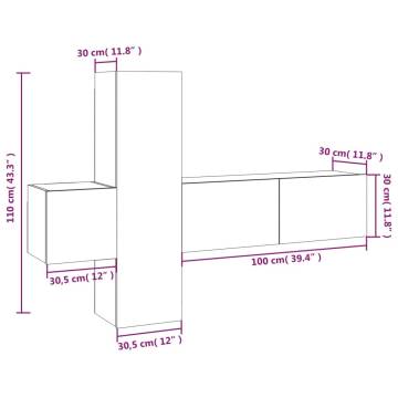 3 Piece TV Cabinet Set Brown Oak Engineered Wood