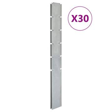 Garden Fence Posts 30 pcs Silver 160 cm Galvanised Steel