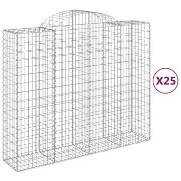 Arched Gabion Baskets 25 pcs 200x50x160/180 cm Galvanised Iron