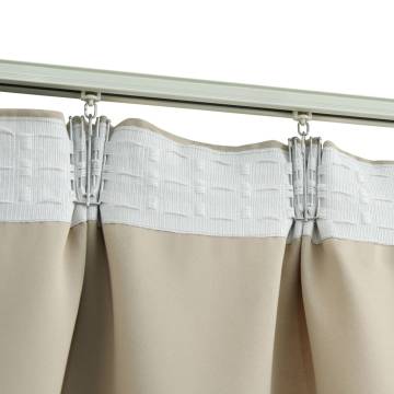 Blackout Curtains with Hooks 2 pcs Beige 140x175 cm