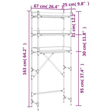 Washing Machine Shelf Grey Sonoma 67x25x163 cm Engineered Wood