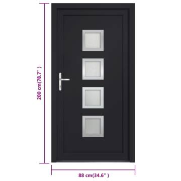 Front Door Anthracite 88x200 cm PVC