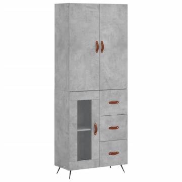 Highboard Concrete Grey 69.5x34x180 cm Engineered Wood