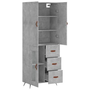 Highboard Concrete Grey 69.5x34x180 cm Engineered Wood