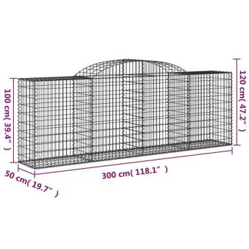 Arched Gabion Baskets 13 pcs 300x50x100/120 cm Galvanised Iron