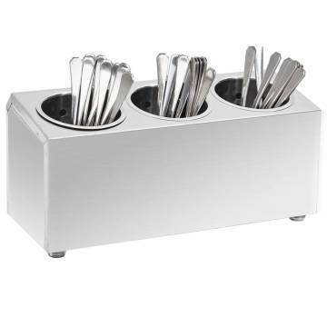 Cutlery Holder 3 Grids Rectangular Stainless Steel