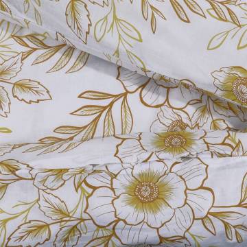 Duvet Cover Set White and Brown 225x220 cm Cotton