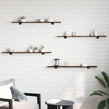 Wall Shelves 4 pcs Smoked Oak 100x10x1.5 cm Engineered Wood