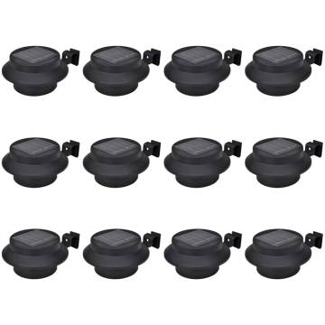 Outdoor Solar Fence Lamps 12 pcs LED Black