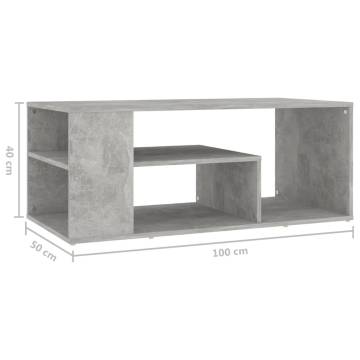 Coffee Table Concrete Grey 100x50x40 cm Engineered Wood