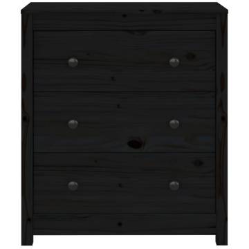 Sideboard Black 70x35x80 cm Solid Wood Pine