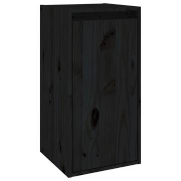 TV Cabinets 5 pcs Black Solid Wood Pine