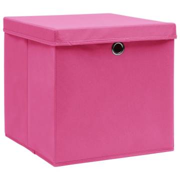 Storage Boxes with Covers 4 pcs 28x28x28 cm Pink