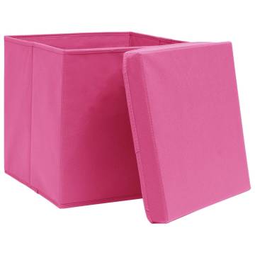 Storage Boxes with Covers 4 pcs 28x28x28 cm Pink