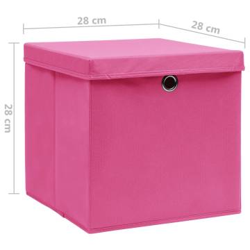 Storage Boxes with Covers 4 pcs 28x28x28 cm Pink