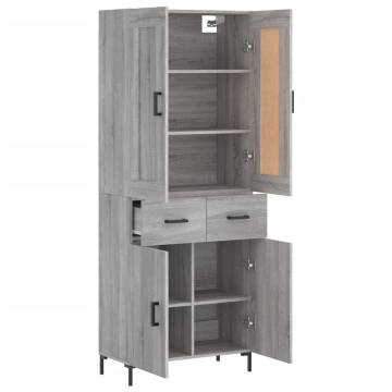 Highboard Grey Sonoma 69.5x34x180 cm Engineered Wood