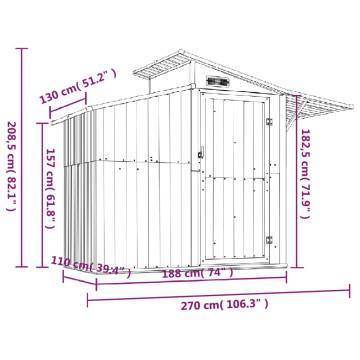 Garden Shed Brown 270x130x208.5 cm Galvanised Steel