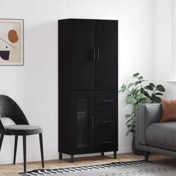 Highboard Black 69.5x34x180 cm Engineered Wood