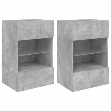 TV Wall Cabinets with LED Lights 2 pcs Concrete Grey 40x30x60.5 cm