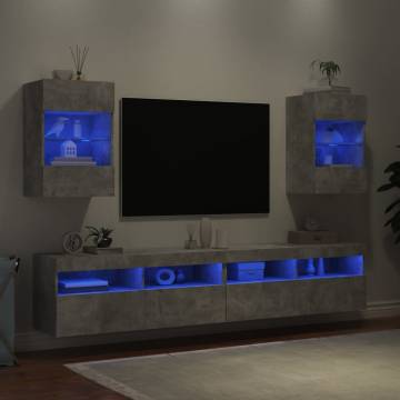 TV Wall Cabinets with LED Lights 2 pcs Concrete Grey 40x30x60.5 cm