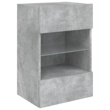 TV Wall Cabinets with LED Lights 2 pcs Concrete Grey 40x30x60.5 cm