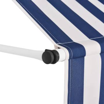 Manual Retractable Awning 300 cm Blue and White Stripes