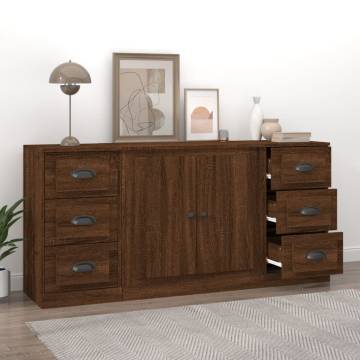 Sideboards 3 pcs Brown Oak Engineered Wood