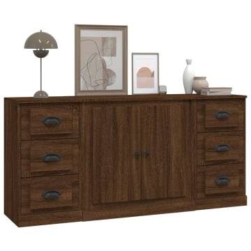 Sideboards 3 pcs Brown Oak Engineered Wood