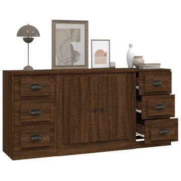 Sideboards 3 pcs Brown Oak Engineered Wood