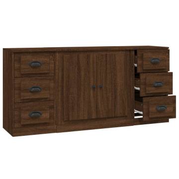 Sideboards 3 pcs Brown Oak Engineered Wood