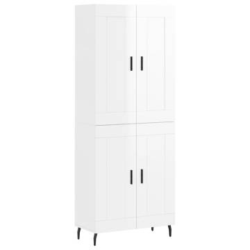 Highboard High Gloss White 69.5x34x180 cm Engineered Wood