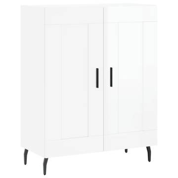 Highboard High Gloss White 69.5x34x180 cm Engineered Wood