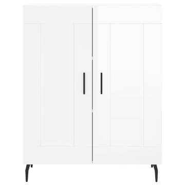 Highboard High Gloss White 69.5x34x180 cm Engineered Wood