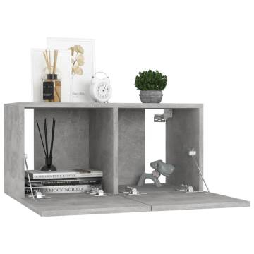 Hanging TV Cabinets 3 pcs Concrete Grey 60x30x30 cm