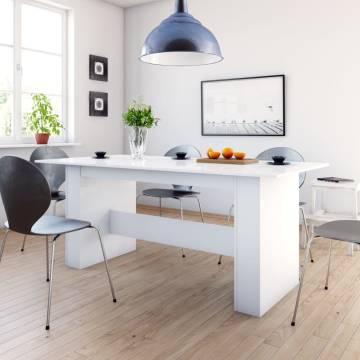 Dining Table High Gloss White 180x90x76 cm Engineered Wood