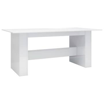 Dining Table High Gloss White 180x90x76 cm Engineered Wood