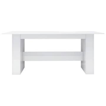 Dining Table High Gloss White 180x90x76 cm Engineered Wood