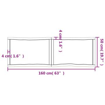 Table Top Dark Brown 160x50x(2-4) cm Treated Solid Wood Live Edge