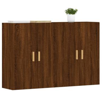 Wall Mounted Cabinets 2 pcs Brown Oak Engineered Wood