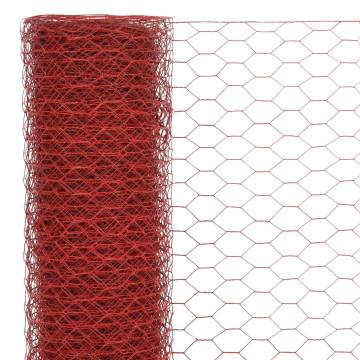 Chicken Wire Fence Steel with PVC Coating 25x1.2 m Red