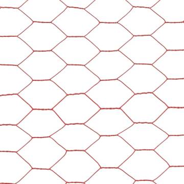 Chicken Wire Fence Steel with PVC Coating 25x1.2 m Red