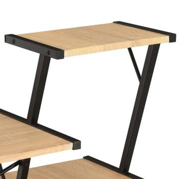 Desk with Shelf Black and Oak 116x50x93 cm