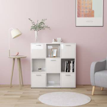 Book Cabinet High Gloss White 90x30x90 cm Engineered Wood