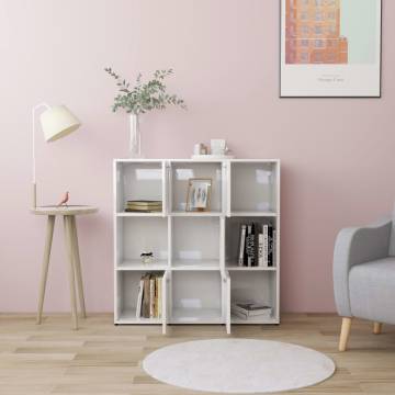 Book Cabinet High Gloss White 90x30x90 cm Engineered Wood