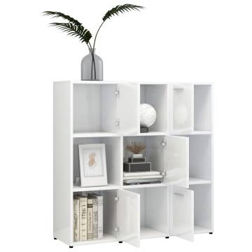 Book Cabinet High Gloss White 90x30x90 cm Engineered Wood