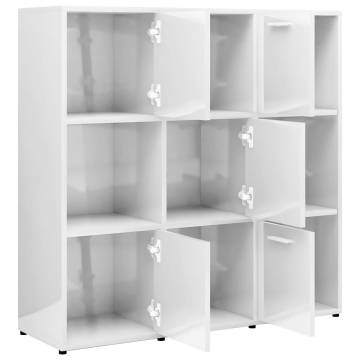 Book Cabinet High Gloss White 90x30x90 cm Engineered Wood