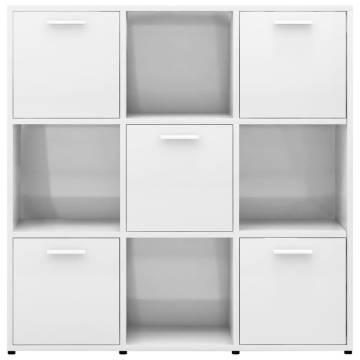 Book Cabinet High Gloss White 90x30x90 cm Engineered Wood