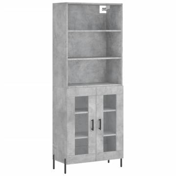 Highboard Concrete Grey 69.5x34x180 cm Engineered Wood