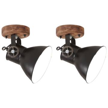 Industrial Wall/Ceiling Lamps 2 pcs Black 20x25 cm E27