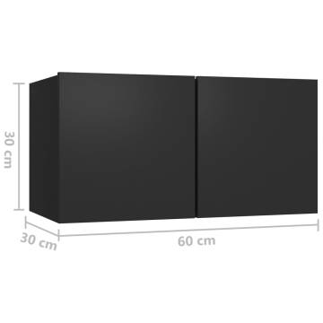 10 Piece TV Cabinet Set Black Engineered Wood